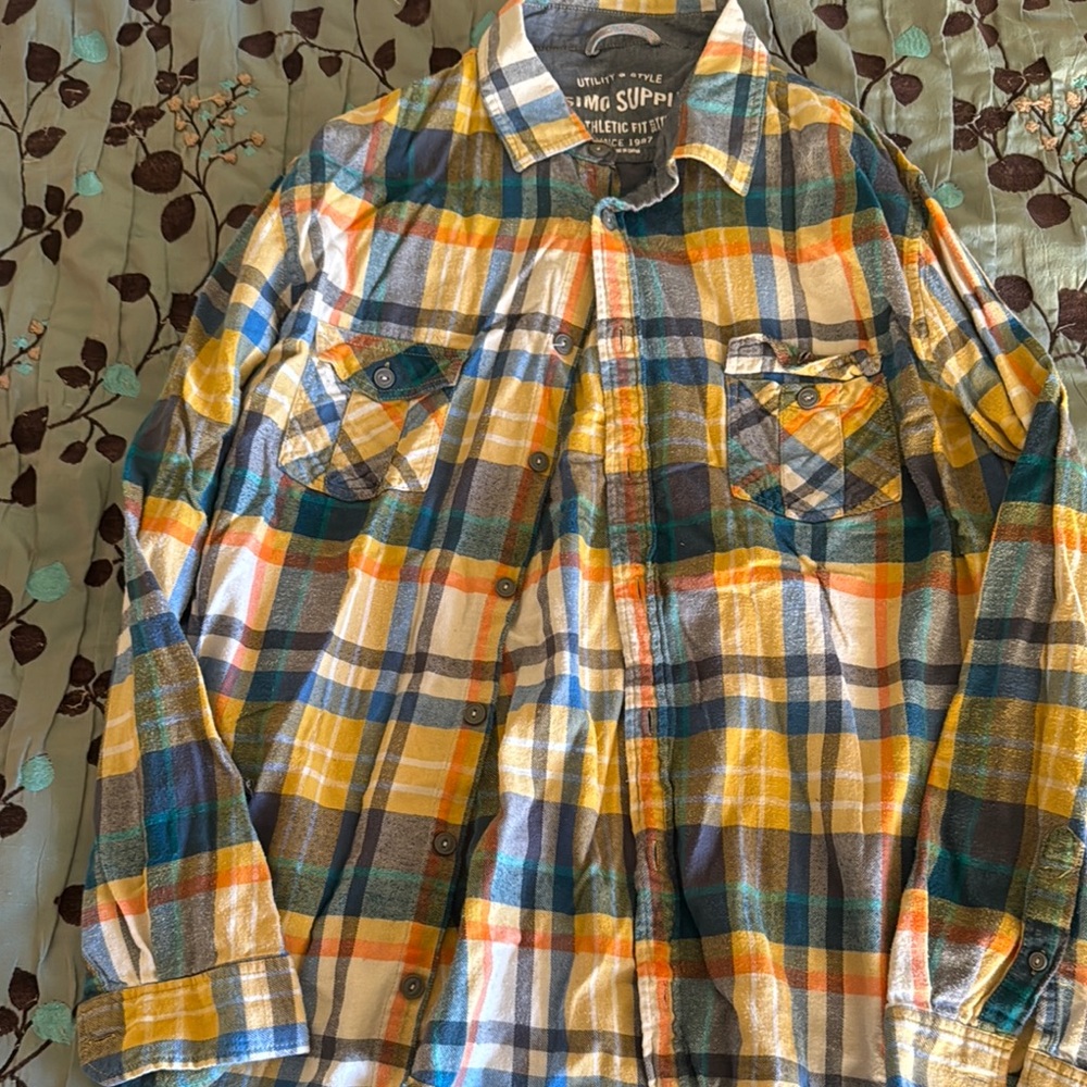 Mossimo Supply Co. Multicolor Plaid Casual Button Down Shirt